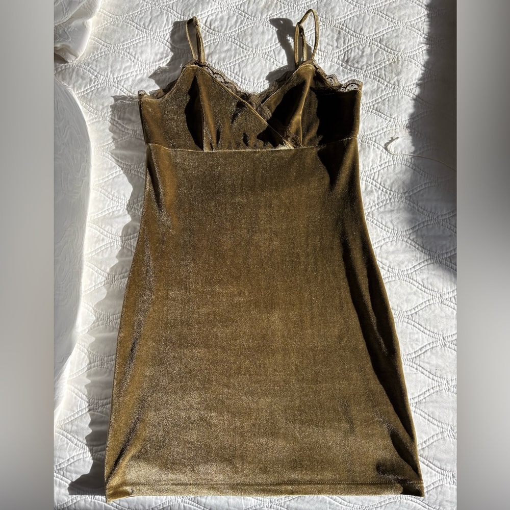 Olive Green Velvet Mini Dress